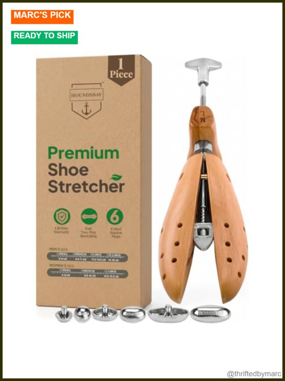Professional 2-Way Shoe Stretcher Wood Metal Widener with Bunion Plugs